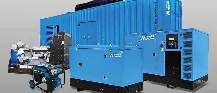 Wendig W Power Energy stationary and portable power generators against a gray background