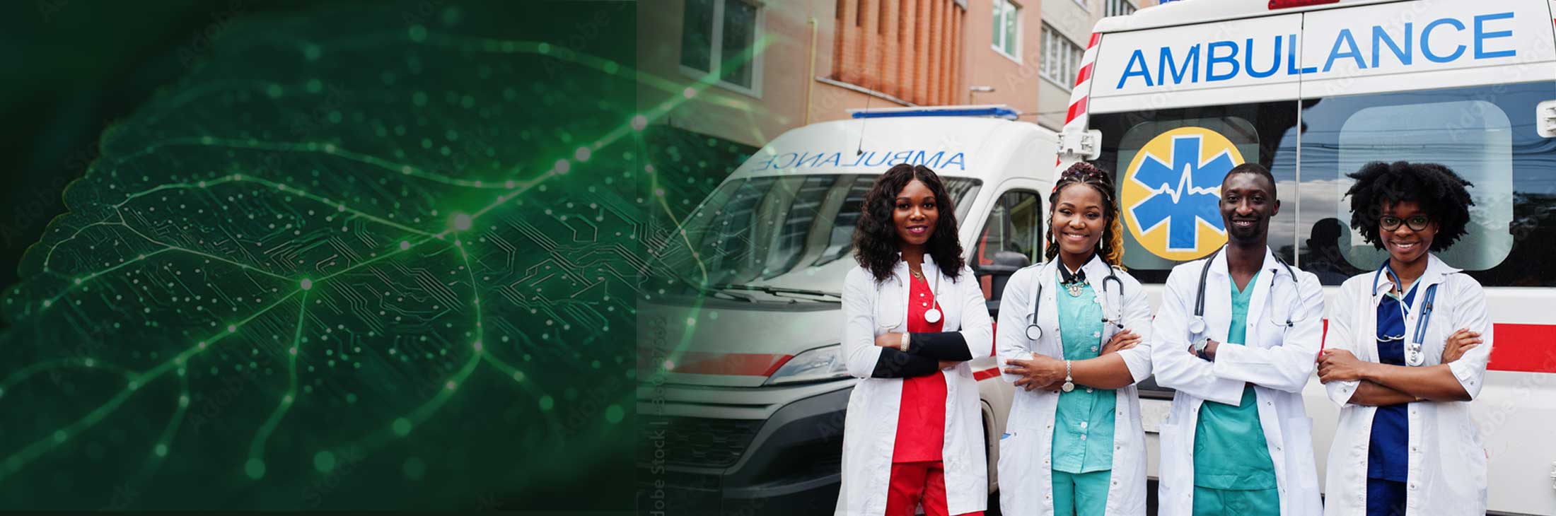 Wendit ambulance in front of a hospital in Africa