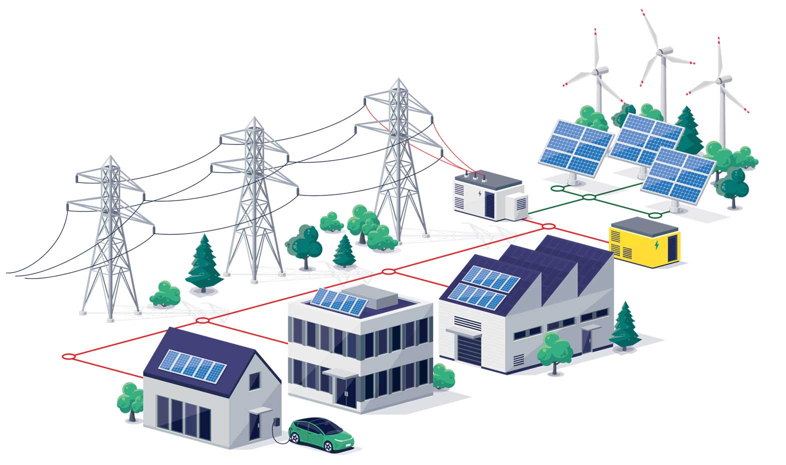 Illustration : Solution hybride Wendit ON-GRID pour améliorer les performances du réseau