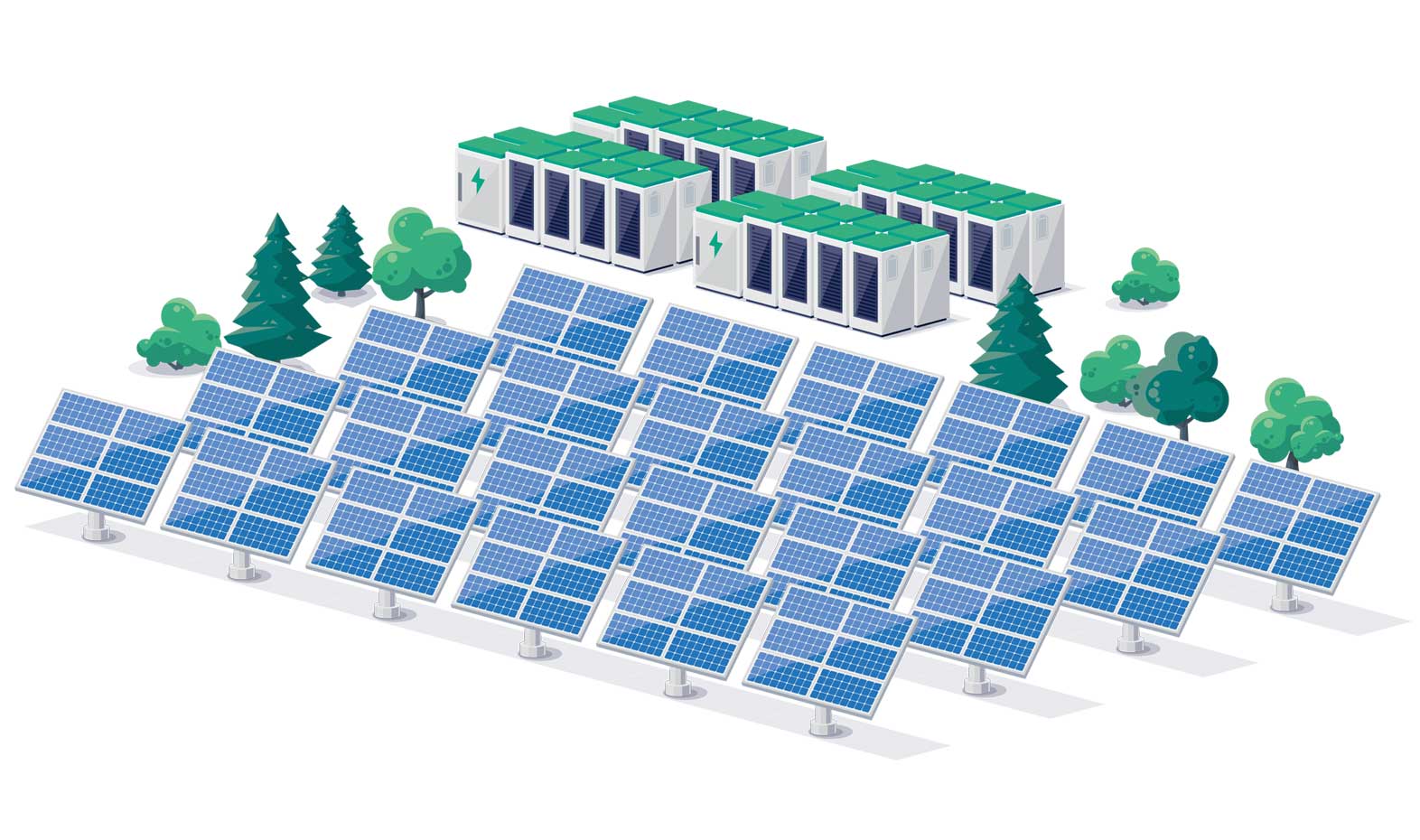 Illustration : Centrales solaires Wendit équipées de modules de stockage d'énergie de haute technologie sous forme de conteneurs