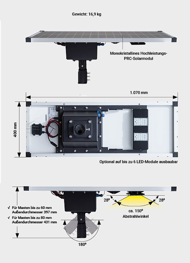 solar street light with dimensions