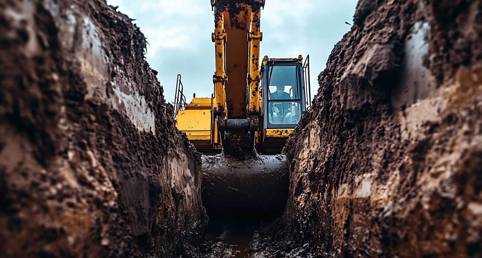 Excavators used in sewer work