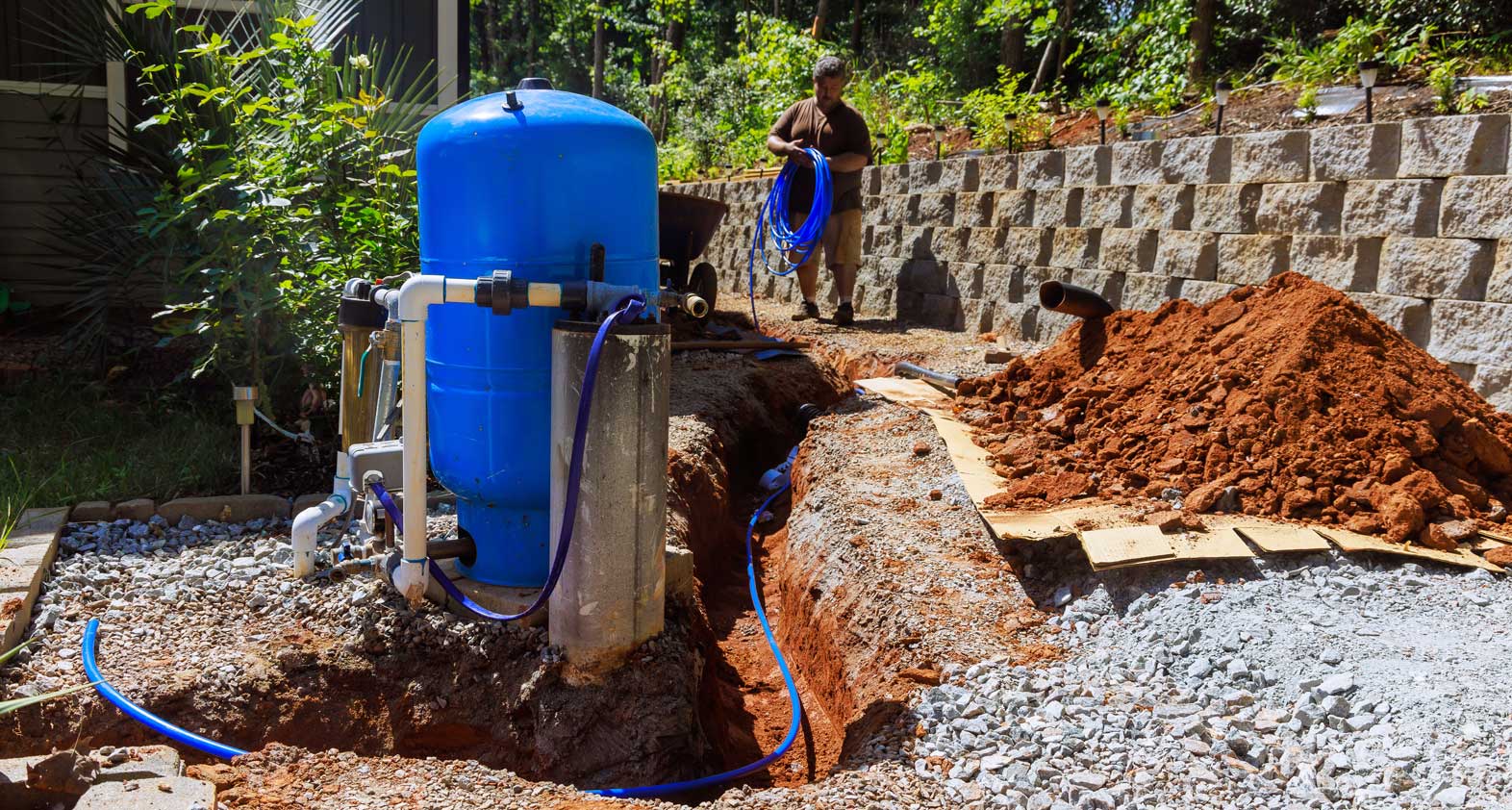 Installation of an electric pump for a private drinking water supply